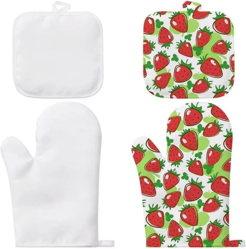 2pcs Set Of Polyester Sublimation Blank Oven Mitts&Pot Holder For Personalized Baking Glove Kitchen Pads Cooking Tool Insulation