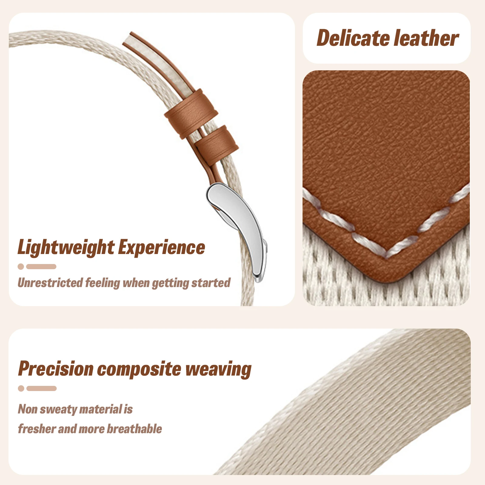 18mm Composite Woven Quick Release Sports Watch Band with Push Button Clasp