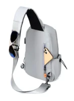 New Men's And Children's Chest Bag Waterproof Trend Simple Usb Charging Solid Color Multifunctional Messenger Bag Shoulder Bag 6