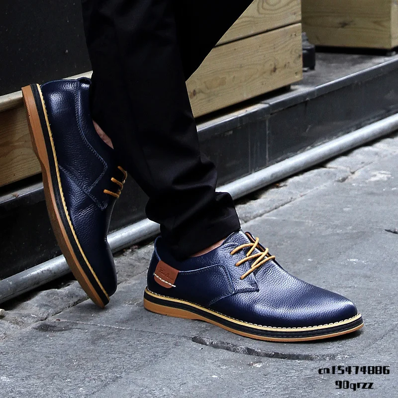 Large Size 38-48 Genuine Leather Golf Shoes Trendy Men's Outdoor Golfing Exercise Sneakers Leather Male Leisure Shoes