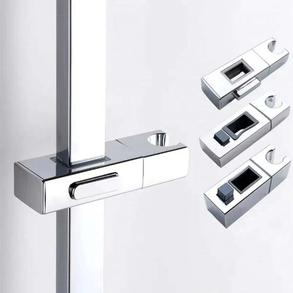 Square Pipe Bathroom Shower Head Holder Adjustable Shower Slide Bar Replacement Rack Riser Rail Bracket