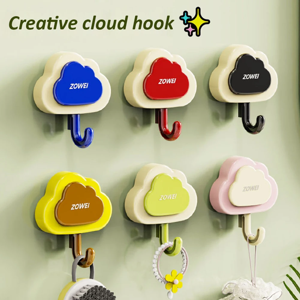 Multi-Purpose Hooks Suction Cup Type Pressing Cloud Punch-free Bathroom Kitchen Household Creative Dopamine Color Decor