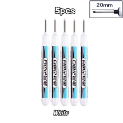 5-Piece Waterproof Deep Hole White Paint Marker Set with 20mm Long Nib for Construction and Woodworking (5pcs white)