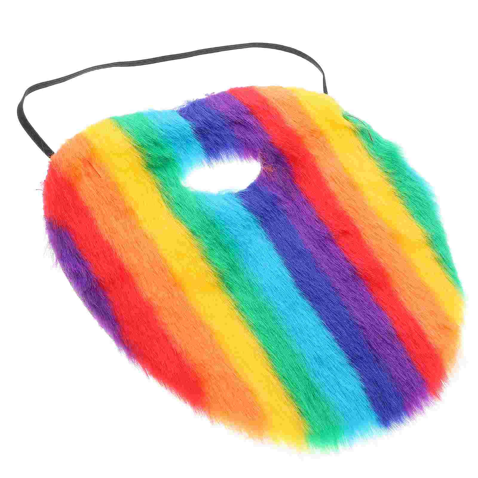 

Cosplay Rainbow Beard Prop Short Plush Fabric Rainbow Beard Colorful Beard