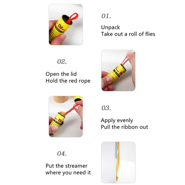 4Db/Beállított Ragadós Légypapír Légy Szalagok Tekercs Dupla Oldalú Legyek Papírcsíkok Rovarok Otthoni Légycsapdás Fogó Hibás Szúnyogok Gyilkosság - Image 5