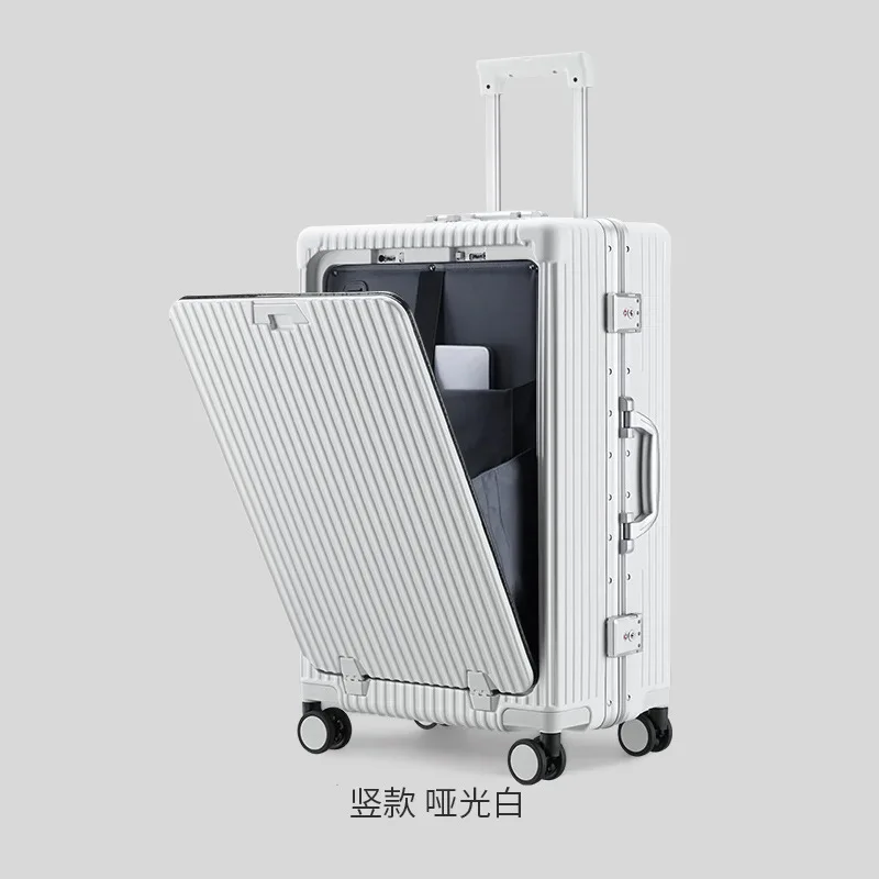 Multi-Function Luggage Front Opening Box Pc Aluminum Frame Password Trolley Case 20-Inch Universal Wheel Charging Suitcase