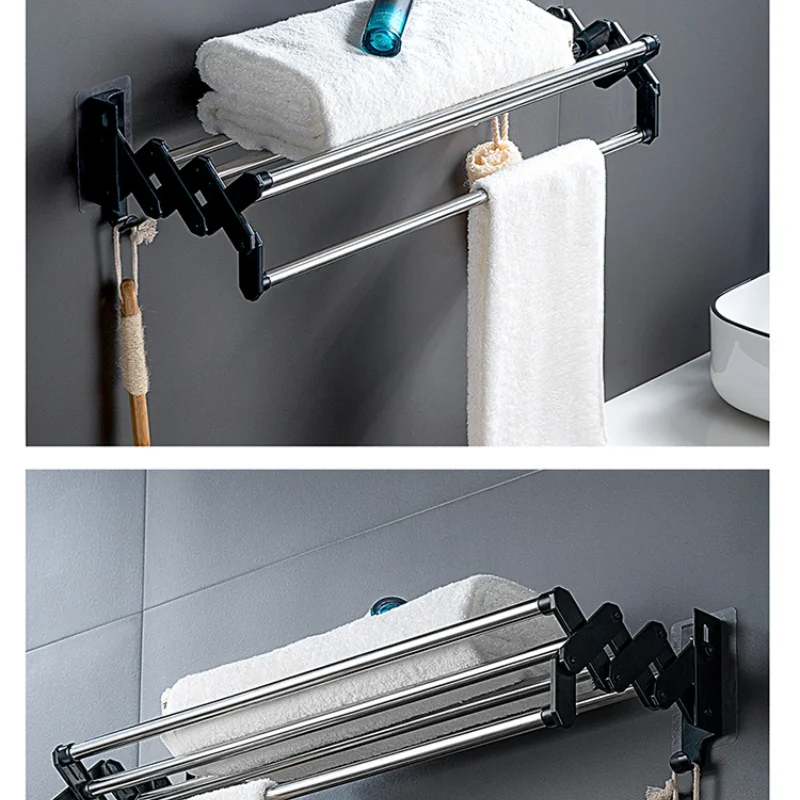 Bathroom Towel Bars Scalable Towel Storage Rack Multifunctional Hotel Bathroom Storage Rack Bath Holder Retractable Rod