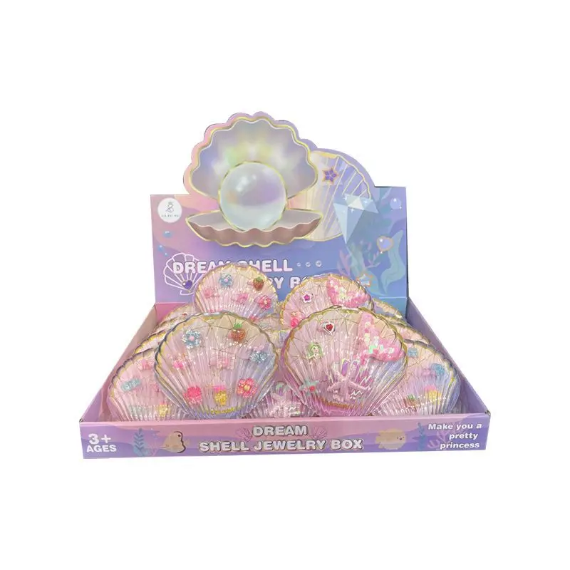 New Mermaid Shell Jewellery Box Simulation Ring Hairpin Jewellery Accessories Girls Princess Play House Toy For Girlfriends Gift