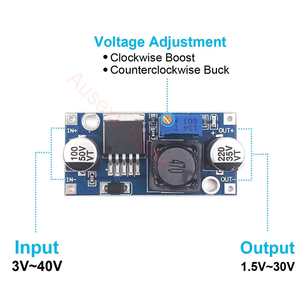 5pcs Dc-dc Lm2596 Adjustable Step-down Power Supply Module Dc To Dc 3a Max Output 1.5V-30V