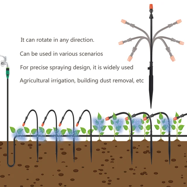 10M Ködös Öntözőkészlet Állítható Spray -Szög Fúvóka Kert Öntözés Hűtési Tereprendezés Nedvesítés Dustremoval - Image 3