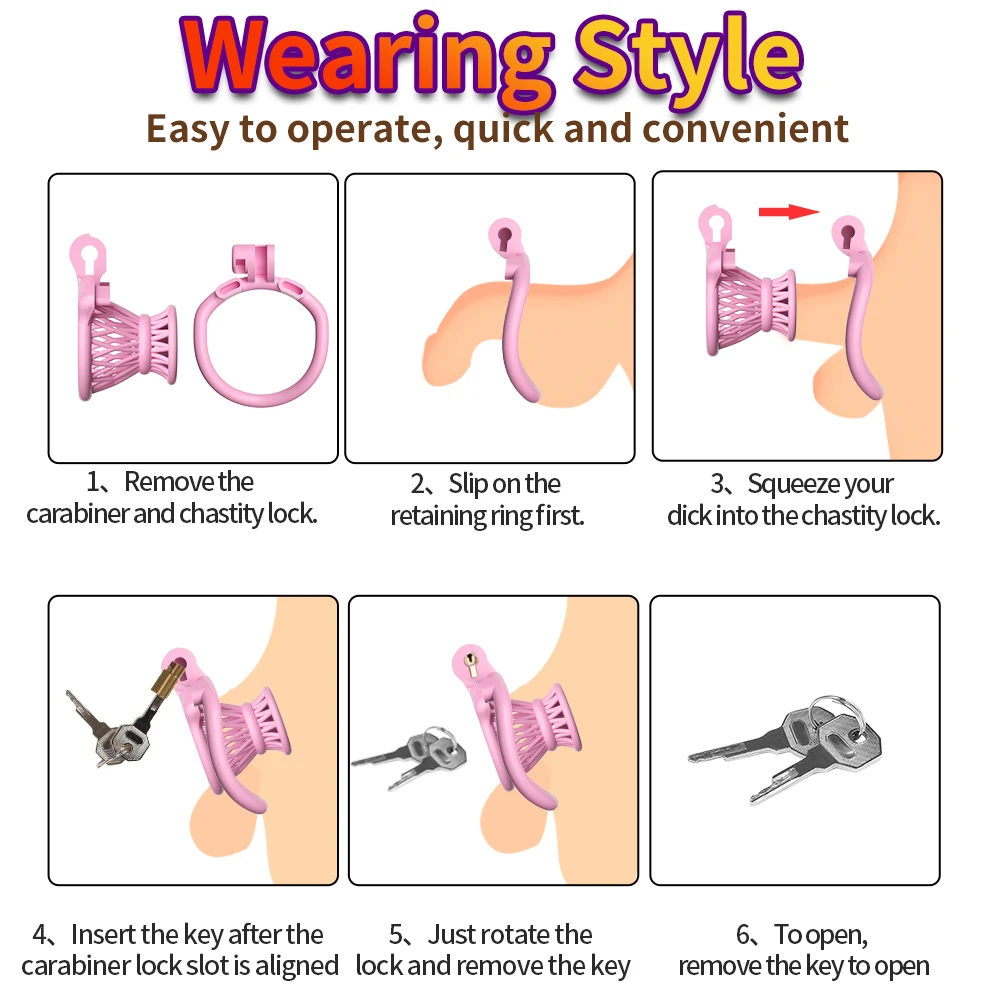 Male Chastity Lock Anti-Cheating Cock Cage with 4 Rings for A Belt of Fidelity Feminization Negative Inverted Chastity Sex Toy penis chastity cage chastity lock sex toy chastity cage accessory