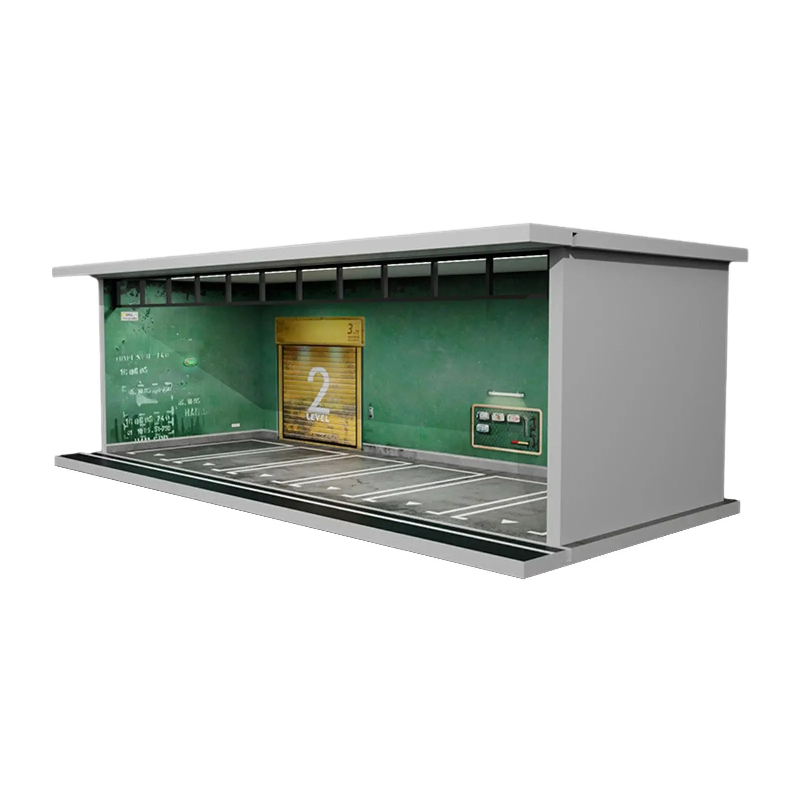 1/64 Vehicle Model Display Case Display Stand with Parking Lot Scene with LED Lights for Sports Car Model Collectors Toy Cars 5