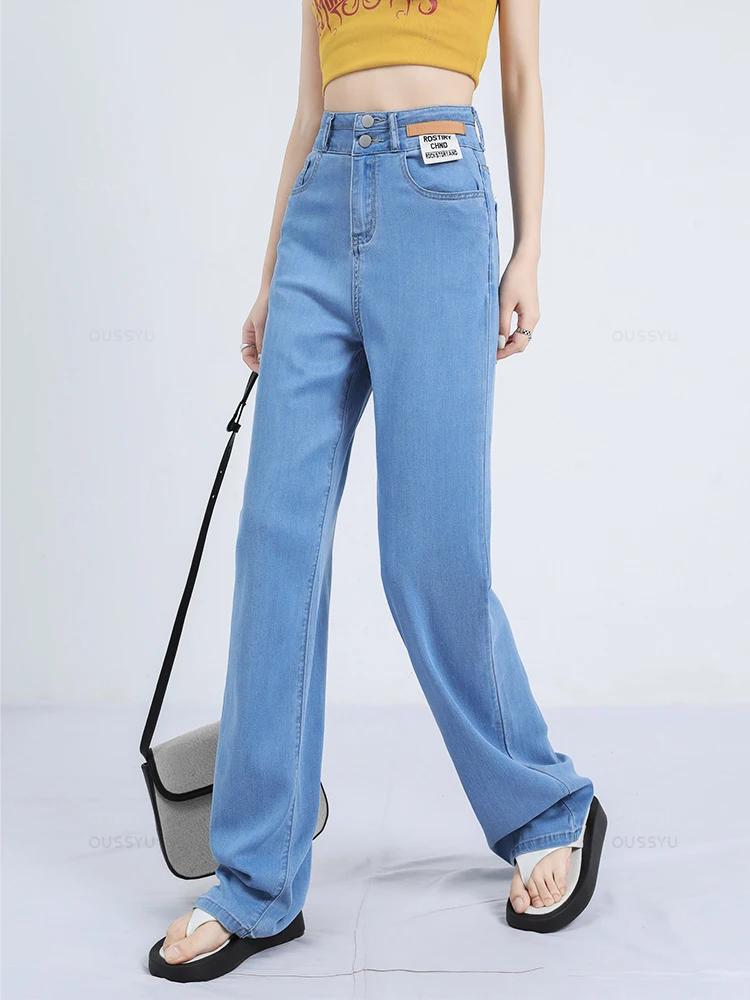 Jeans da donna in morbido tessuto Lyocell naturale estivo