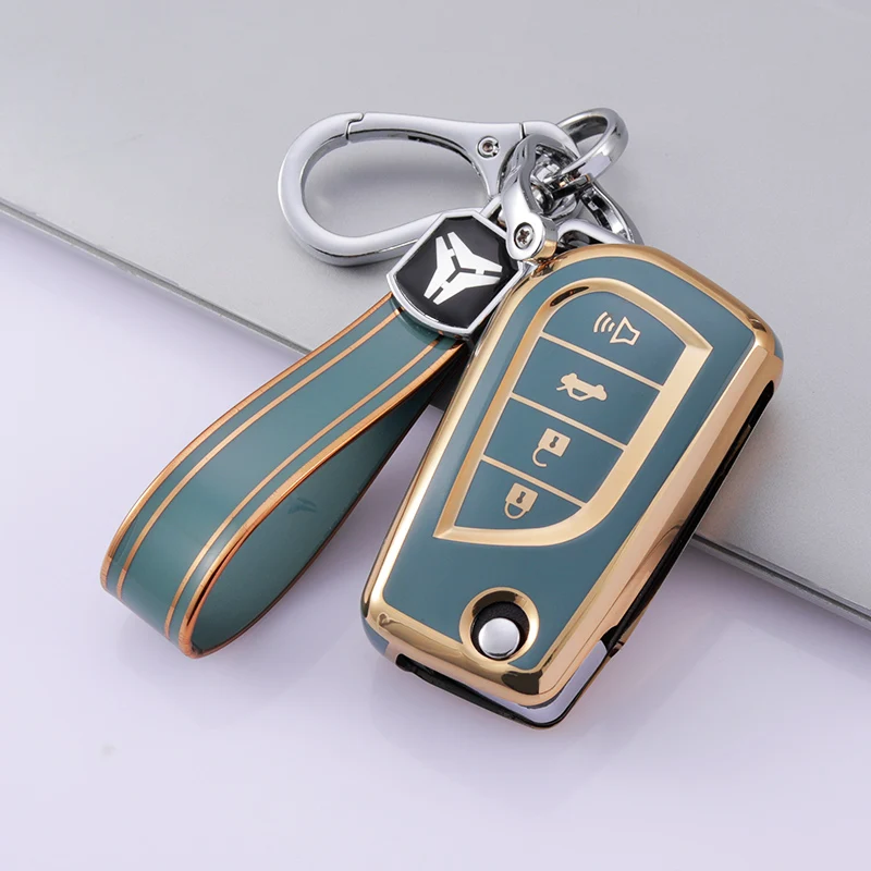 Soft TPU Car Key Cover Case For Toyota Auris Corolla Avensis Verso Yaris Aygo Scion TC IM 2015 2016 Camry Rav4 4 Button Flip Bag I.67884157