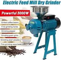 Grain Mills, Upgraded 3000W Wet Dry Cereals Grinder Electric Grain Grinder Corn Mill Heavy Duty 110V Commercial Grain Grinder 2