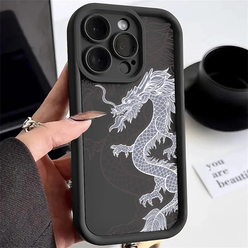 Premium Dragon Design Silicone Phone Case - Luxury Fashion Soft Cover