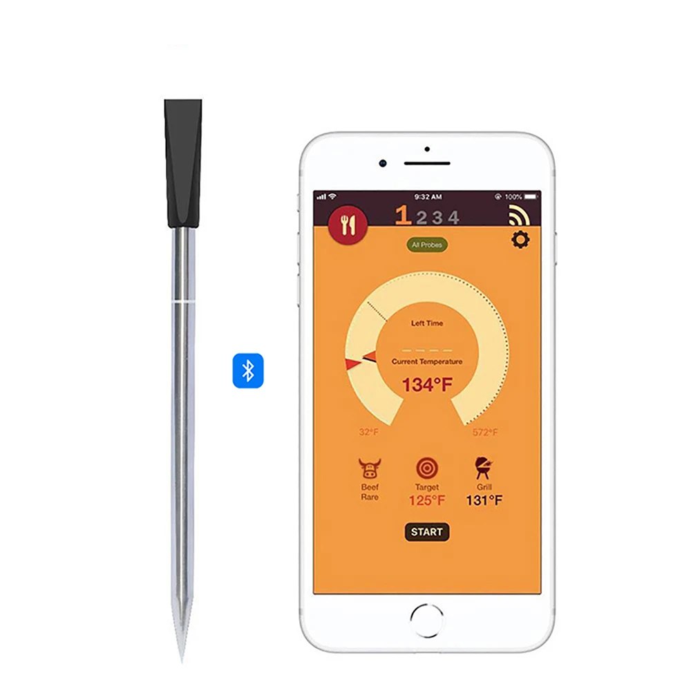 

BBQ Temp Probe Wireless Bluetooth BBQ Thermometer Kitchen Smart Roasting Food Oven Thermometer Probe with App