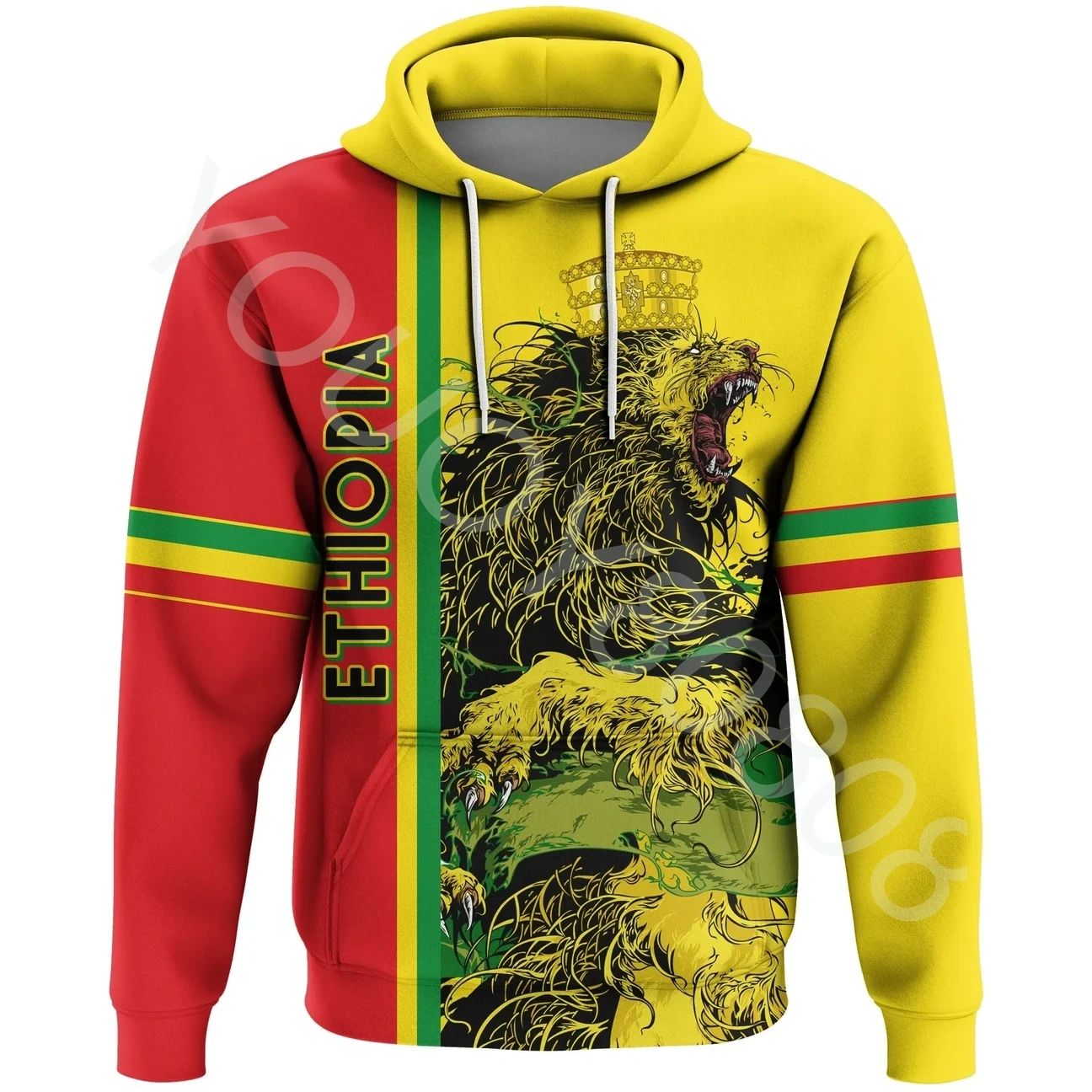 

Mens Apparel Casual Fall Winter Ethiopian Hoodie Quarterly Style - Lion Crown 3D Print Vintage Harajuku Style Sportswear
