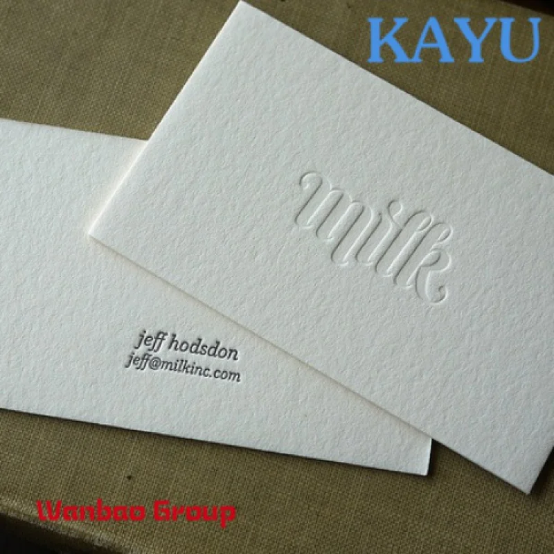 Custom  Beige milk white letterpress customize company business card social media card