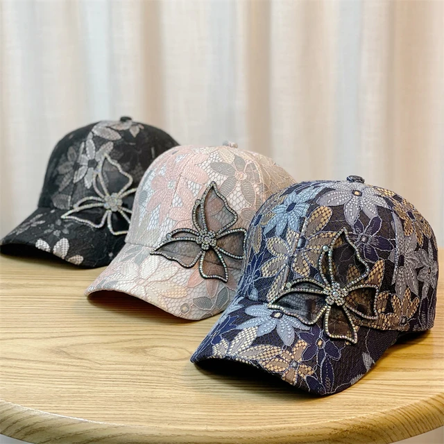 Women's Lace Sun Hollow Thin Baseball Cap Breathable Flowers Mesh Snapback  Hat Hip Hop Fashion Female Caps Hat Summer Adjustable