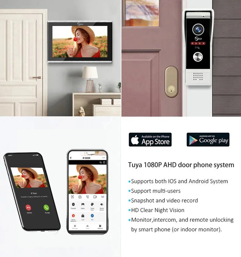 1080P 7 inch 10 Wifi Video Doorbell Intercom Tuya Smart Home Wireless Doorphone RFID Access Control System for Villa Apartment 5 1080P 7 inch 10 Wifi Video Doorbell Intercom Tuya Smart Home Wireless Doorphone RFID Access Control System for Villa Apartment 5