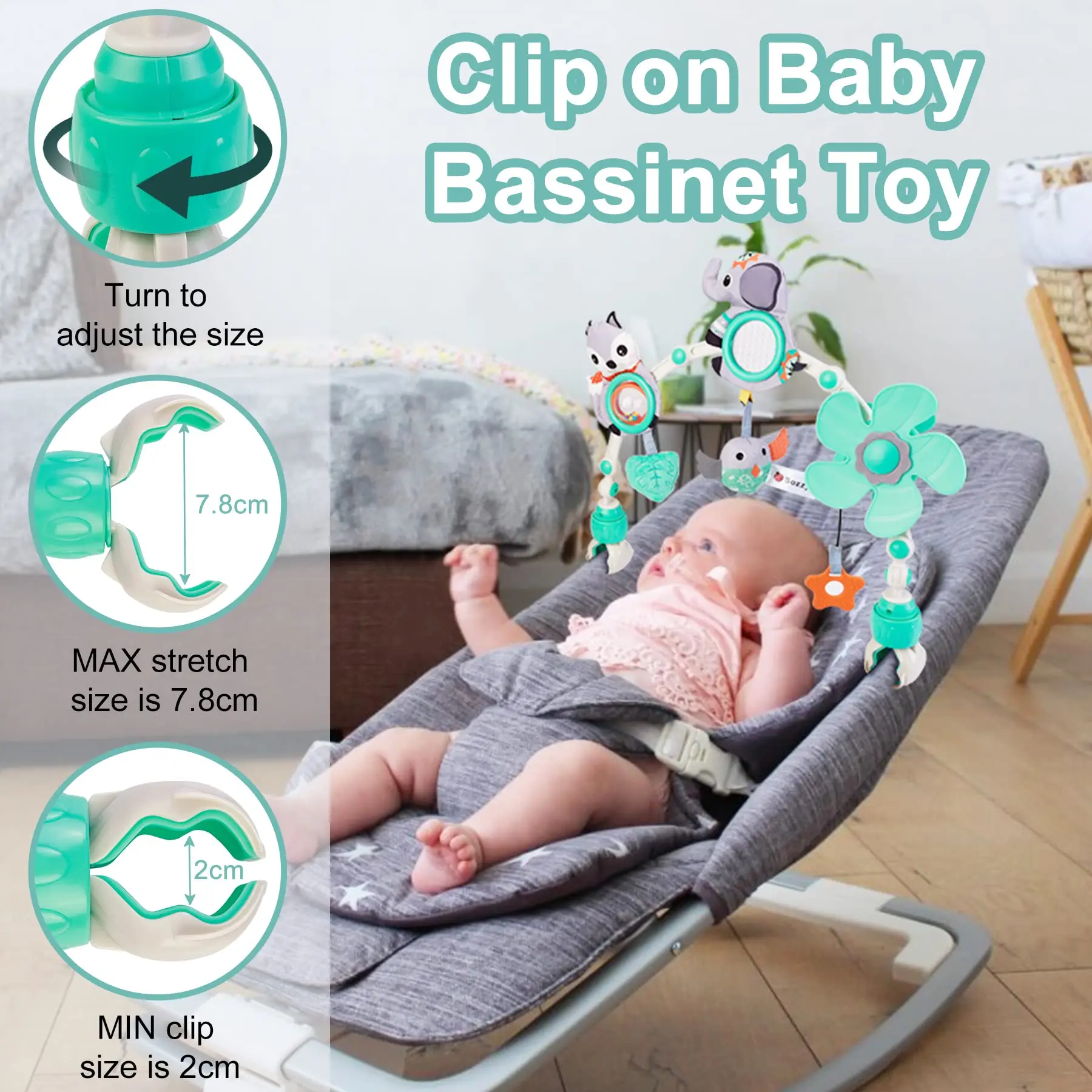 Babyboog Speelgoed Voor Kinderwagen - 0-6 Maanden, Met Rammelaar, Piep En Muziek, Sensorisch Speelgoed Voor Pasgeborenen