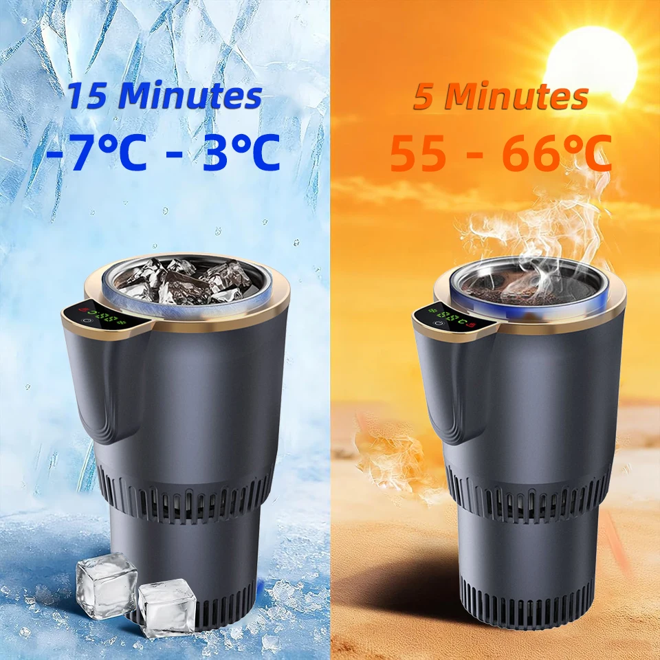 스마트 온도 조절 차량용 컵 2 in 1 빠른 가열 및 냉각 머그 휴대용 전기 온냉컵 (차량, 가정, 사무실용)