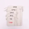 100pcs/Lot Natural Cotton Bags 7x9 9x12 10x15 13x18 15x20cm Drawstring Gift Pouches Home Storage Sacks Packing Bag Custom Logo 1
