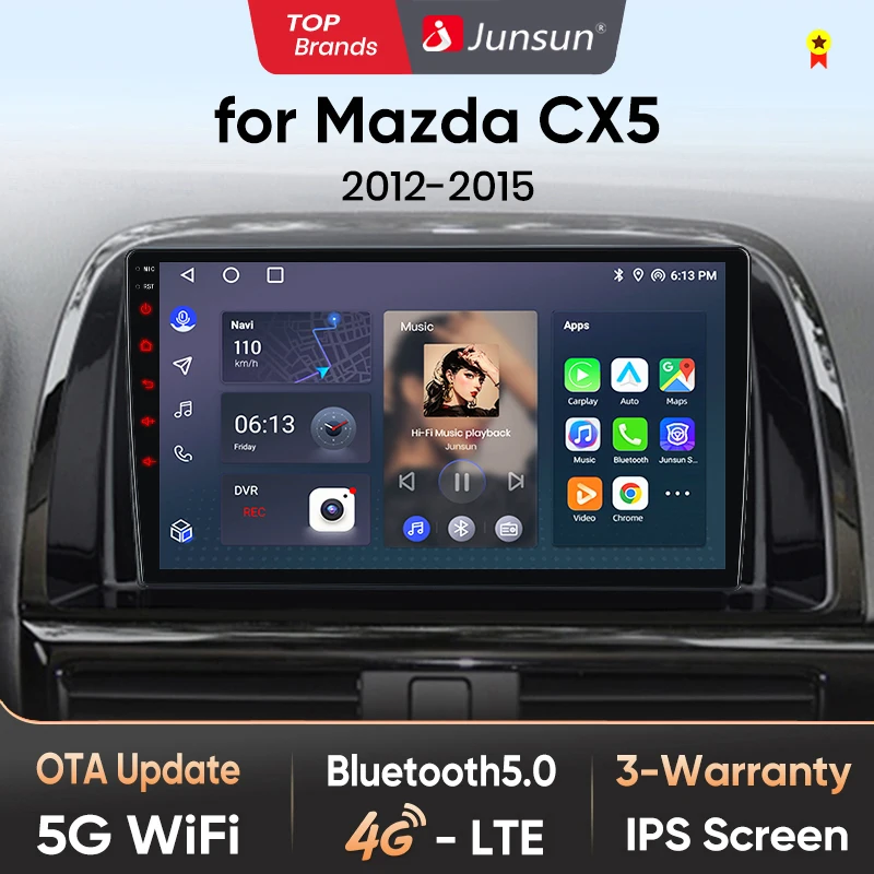 Junsun AI 4G LTE Drahtlose CarPlay Android Auto Auto Radio Für Mazda CX5 2012 2013 2014 2015 GPS Navi BT DSP RDS FM