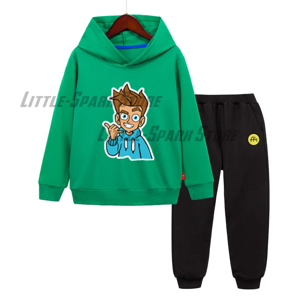 Merch A4 "LAVA LAVA" А4 Kids Hoodies Pants Suit Влад a4 Бумага boy girl Pullover Sweatshirts two-piece Autumn Baby boy clothes 6