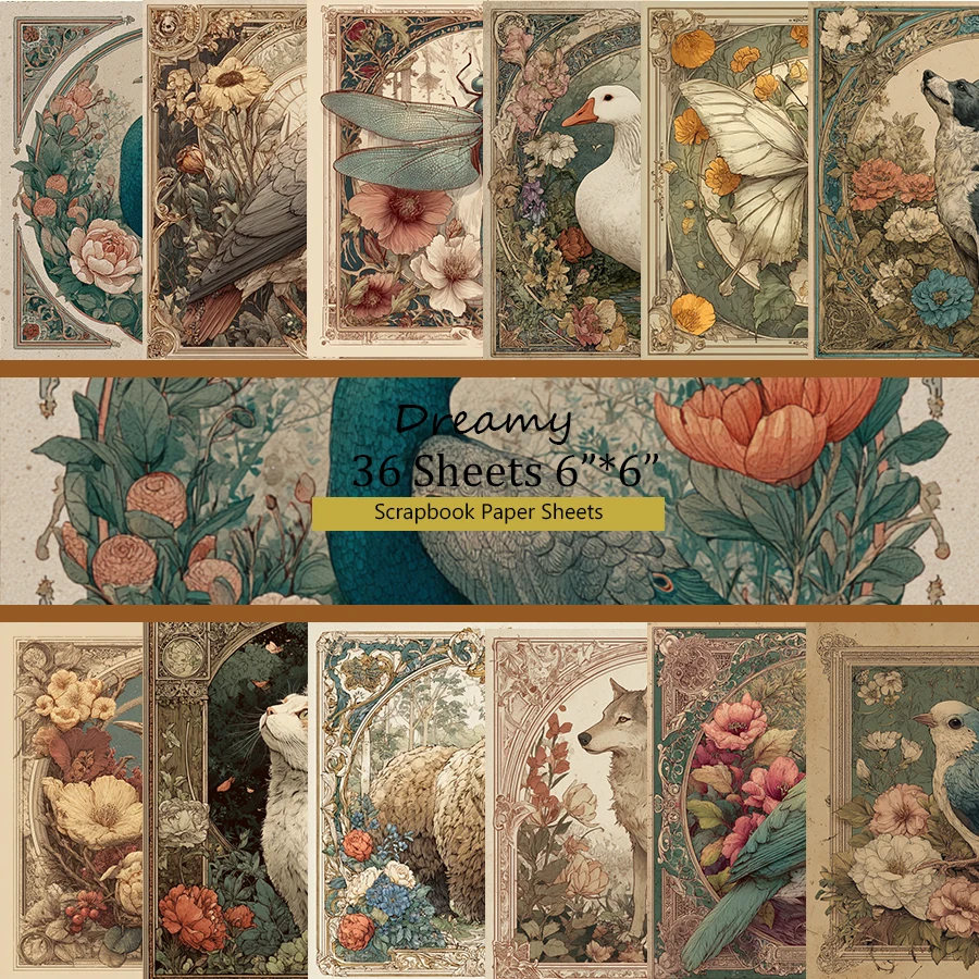 Vintage Print Scrapbook Paper Pack – 36 Premium 6x6 Sheets for Creative DIY Projects