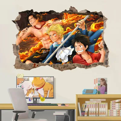 

3D One Piece Luffy ROMANCE DAWN Removable Wall Stickers Decal Kids Boys Room Decor Mural