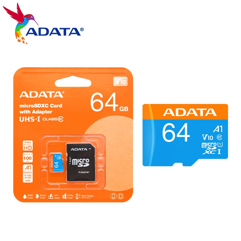 ADATA 프리미어 마이크로 SDXC/SDHC UHS-I 메모리 카드, 32GB 64GB 128GB A1 C10 마이크로 SD 카드, 어댑터 포함, 도매, 5 개