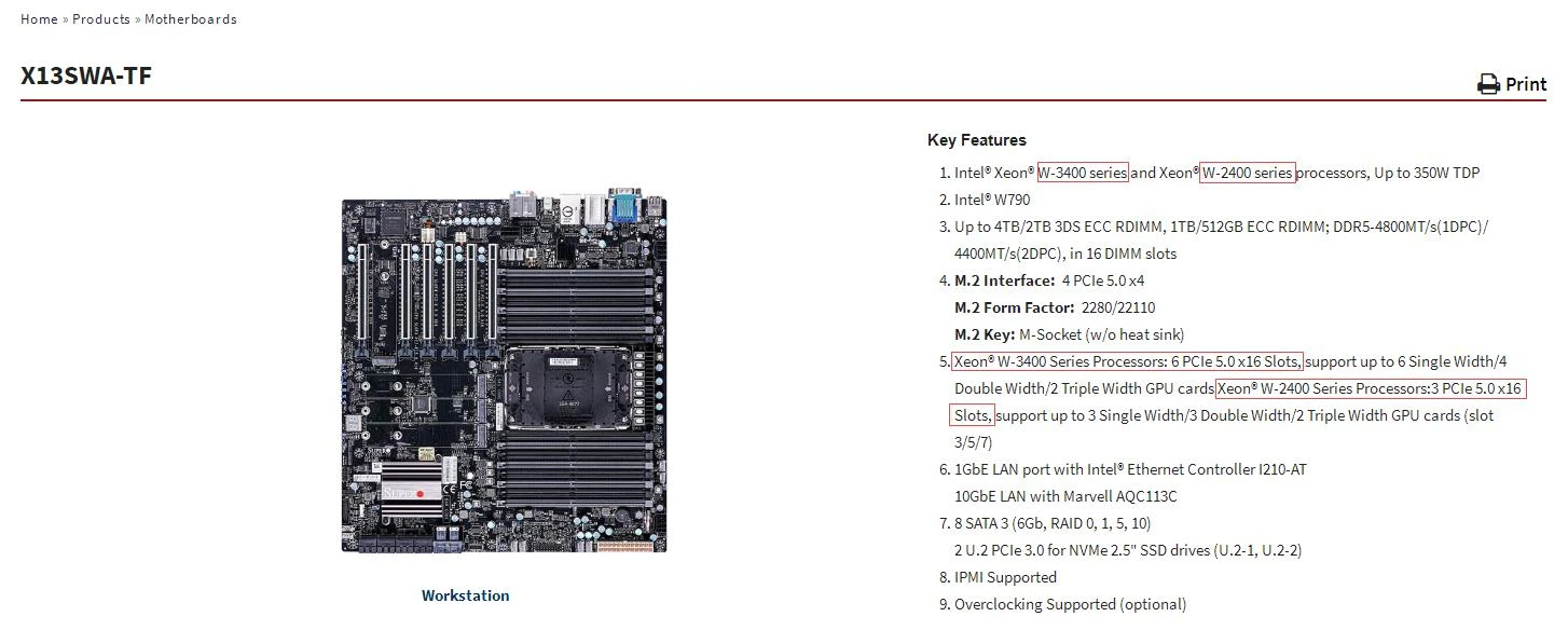 Configure a Xeon W790 ATX Workstation