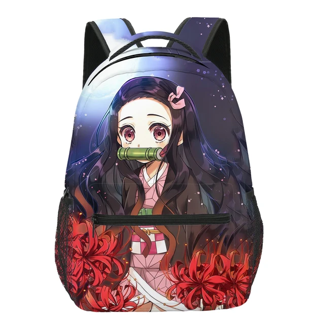 Mochila Infantil Meninas Anime Demon Slayer Personagens Bolsa Nezuko Kamado  Novidade - Preto