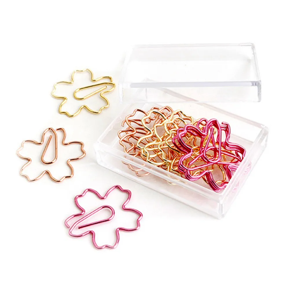 12Pcs 우아한 꽃 모양 종이 클립 문서 사진 카드에 대 한 헤비 듀티 금속 클램프 학교 사무실 주최자 선물
