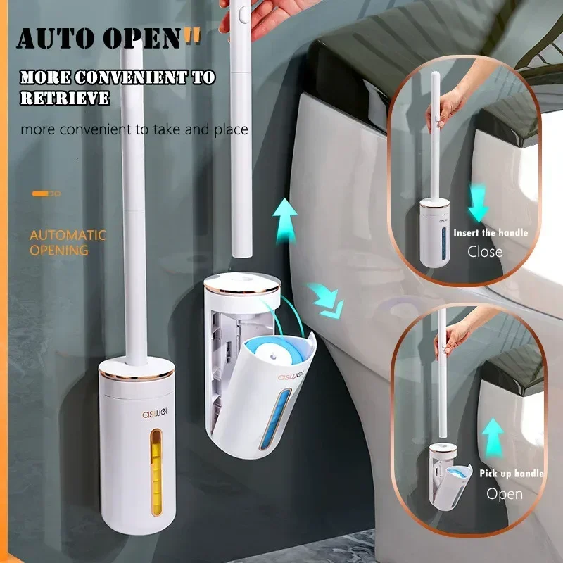 Disposable Toilet Brush Wall-Mounted Cleaning Tool for Bathroom Replacement Brush Head Toilet Cleaning Set Wc Accessories