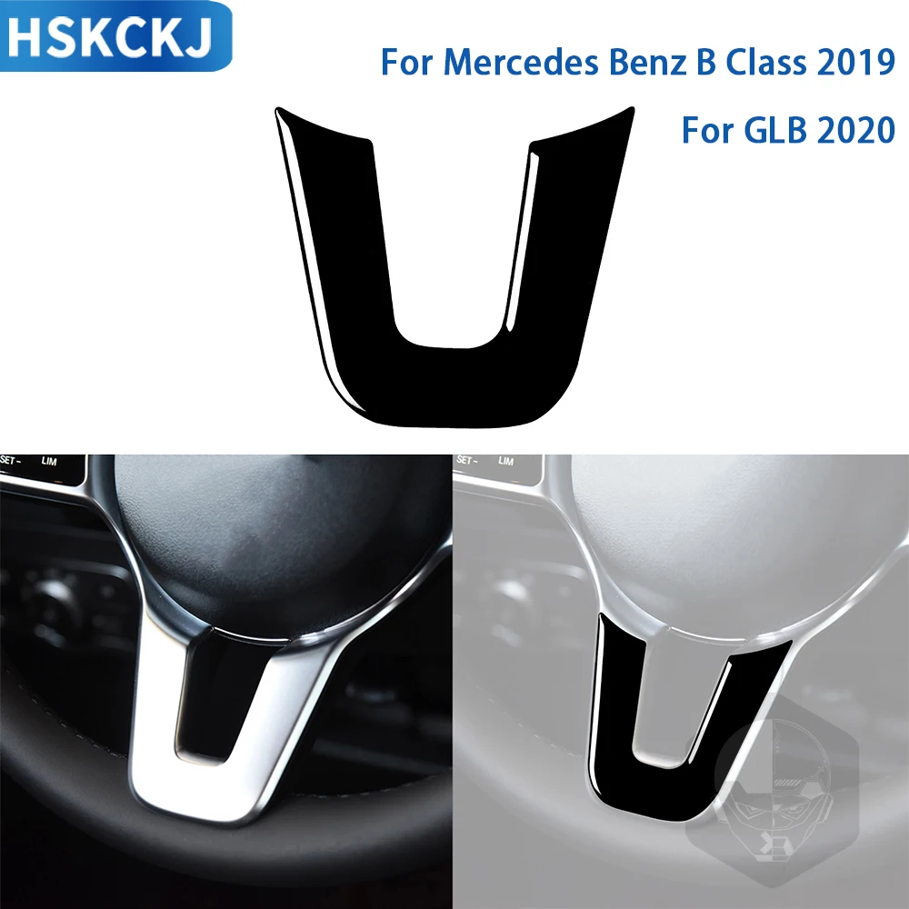 

Аксессуары для Mercedes Benz B Class 2019 GLB 2020, автомобильные черные пластиковые наклейки на руль, подбородок, декоративные наклейки