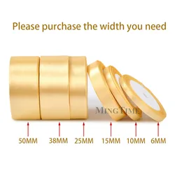 Elegant Satin Ribbon for Crafts and Decorations - 22 Meters, Multiple Widths Available (Champagne Gold)