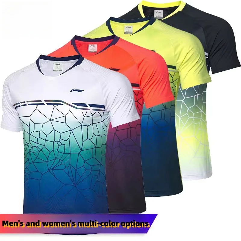 

Custom LN men's and women's badminton T-shirt quick drying material breathable sweat absorption tennis T-shirt printed LOGO