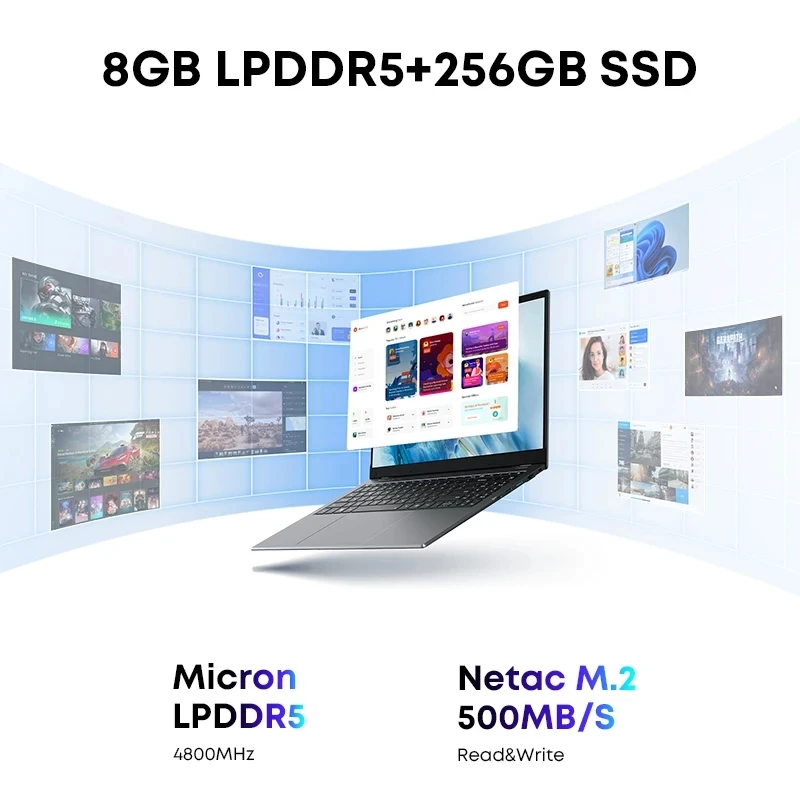 CHUWI GemiBook Plus Laptop 15.6" Intel N100 Graphics for 12th Gen 1920*1080P 8GB/16GB RAM 256GB/512GB SSD Windows 11 Laptops 6