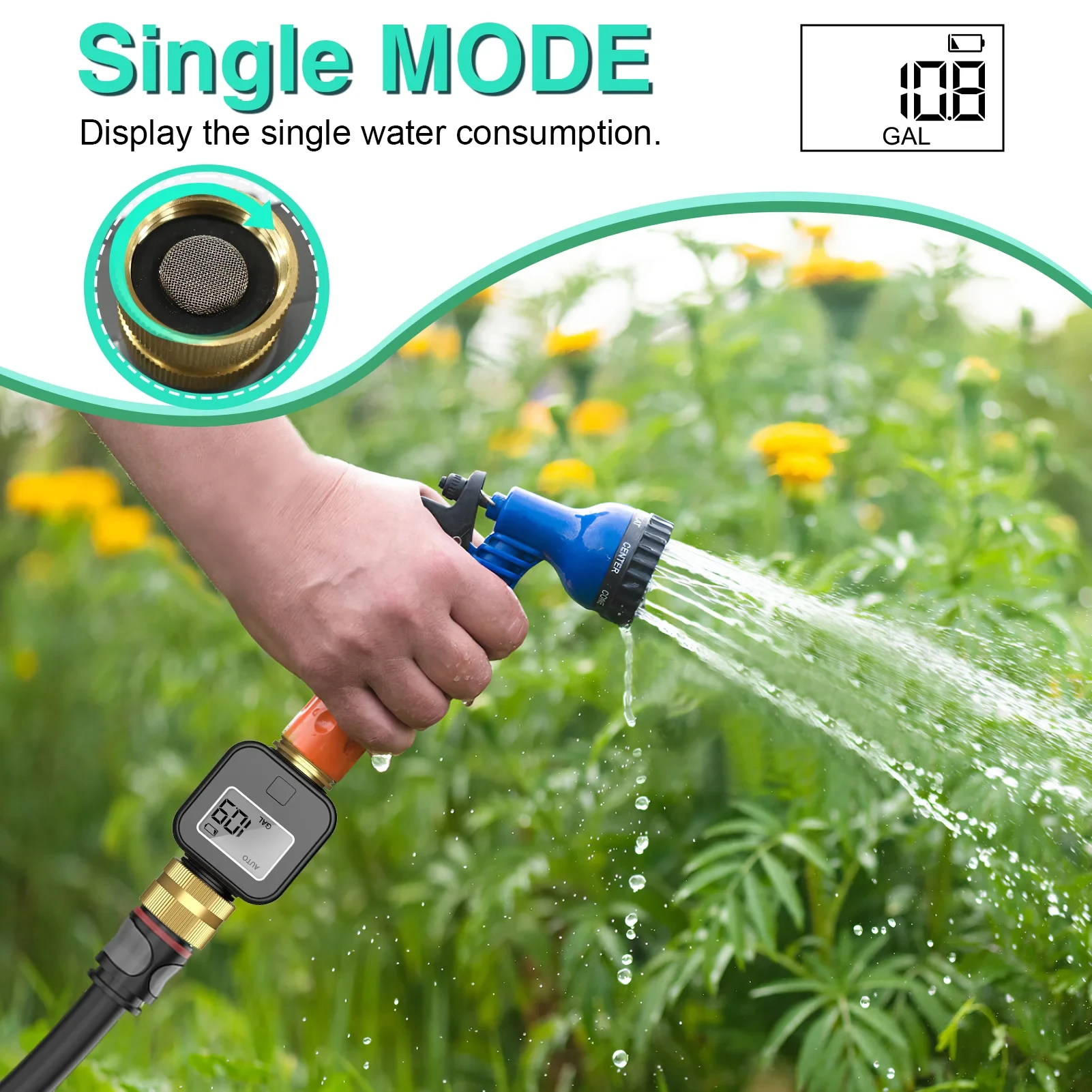 Digital Water Flow Meter High Accuracy Waterproof Electronic Flowmeter for Outdo