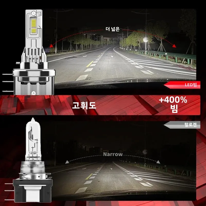 2PCS H15 올메탈 자동차 헤드라이트 전구 70W LED 헤드라이트 6000K 캔버스 오류 없음 DRL 폭스바겐 BMW 골프7 30000LM 플러그 앤 플레이 12V