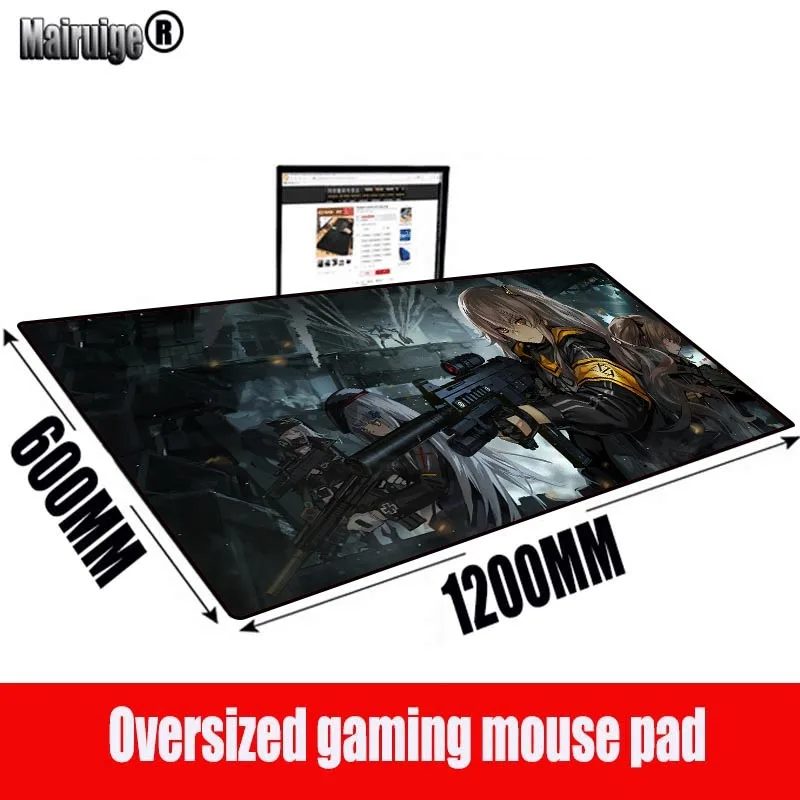 

MRGBEST Anime Girl with Gun Big Mouse Pad Mat Large Gamer Gaming Carpet Customized Oversized Mousepad for Computer Keyboard Desk