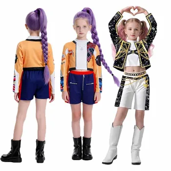 Rumi Cosplay K-Pop Costume da Guerriero Set Star Girls Group Bambini Abiti di ruolo Costume di Carnevale per bambini Prestazioni per adolescenti