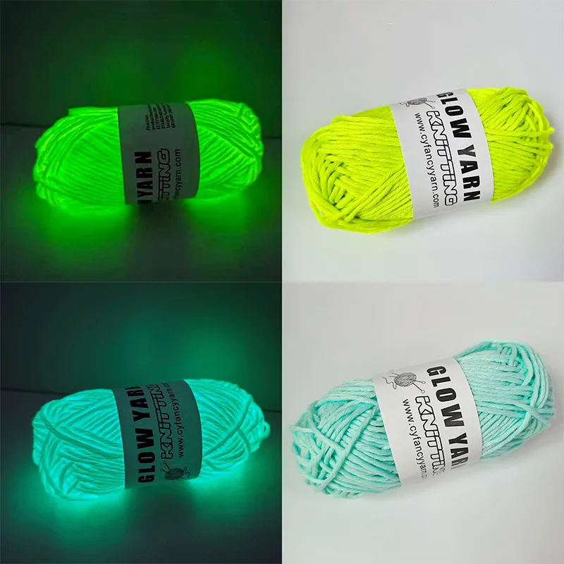 

2022 Novel Functional Yarn Glow In The Dark Polyester Luminous Chunky Yarn 2mm for Hand Knitting Carpet Sweater Hat Wool Yarn