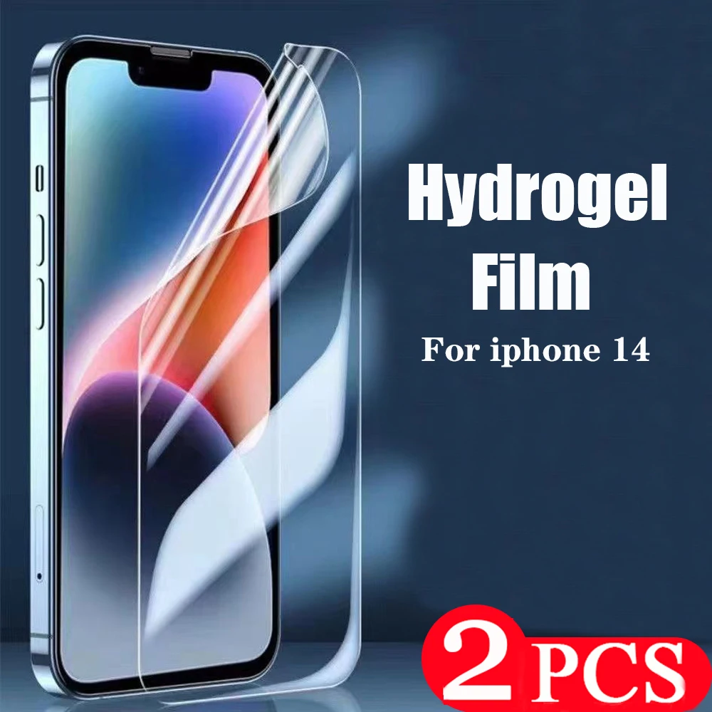 

2Pcs Full Cover For iPhone 13 14 11 Pro Max 12 mini Hydrogel Film Screen Protector For iPhone 14 Plus 8 7 6 6s SE X XS Not Glass