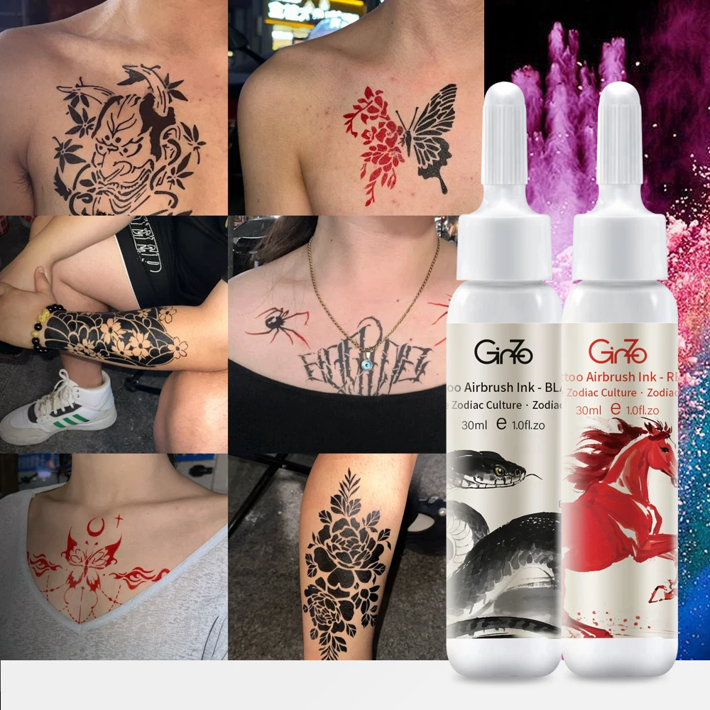 Airbrush Temporary Tattoo Ink 11 Colors Waterproof Long Lasting Body Art  Paint Safe for Kids Easy Wash Off With Alcohol (30ml) - AliExpress, image size:1000x1000