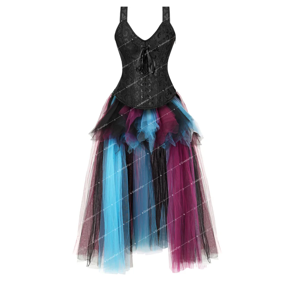 

Corset Dress Plus Size Wedding Corsets Lace Strap Bustiers with Tutu Dress Dance Party Costumes Performance Outfit