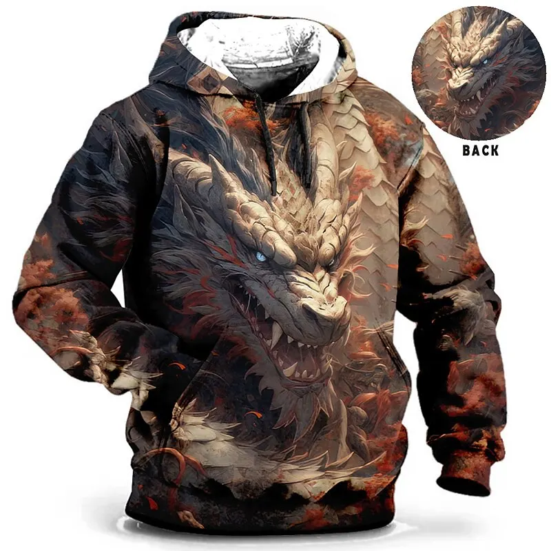 

Men's Streetwear Dragon Hoodies 3D Printed sweatshirts clothing Daily Classic Fashion Autumn Long Sleeve Hoodie for Men